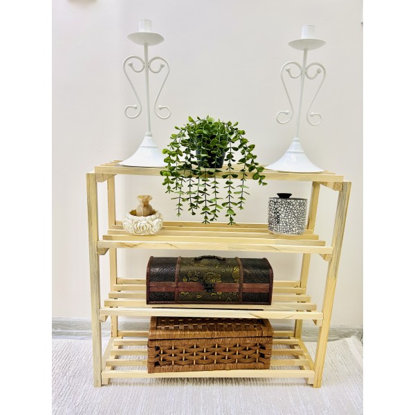 Ahşap Çok Amaçlı Raf 4 Katlı  (Ayakkabılık, Terliklik, Dekoratif Raf)